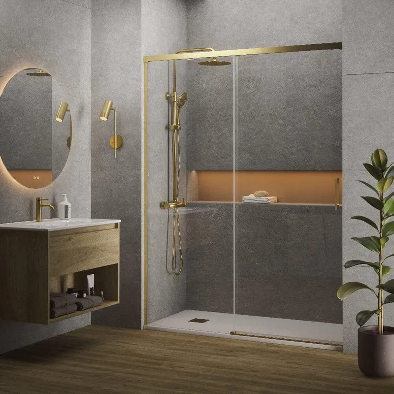 Duschwand mit Schiebetür für Nische MUSE gold - Glas 6 mm