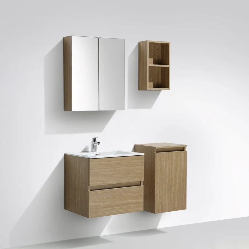 Waschtisch + Unterschrank 60cm, montiert, Eiche hell, SIENA