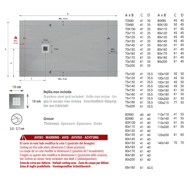 Mineralguss-Duschwanne extra flach OPTIMA, Schieferoptik, 4 Farben