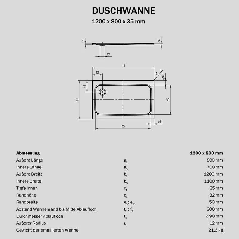 STUROTEC Stahl-Emaille Sturo flat Duschwanne in alpinweiß glänzend oder matt