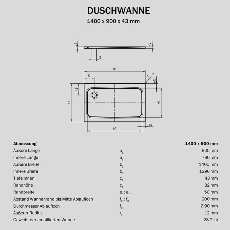 STUROTEC Stahl-Emaille Sturo flat Duschwanne in alpinweiß glänzend oder matt