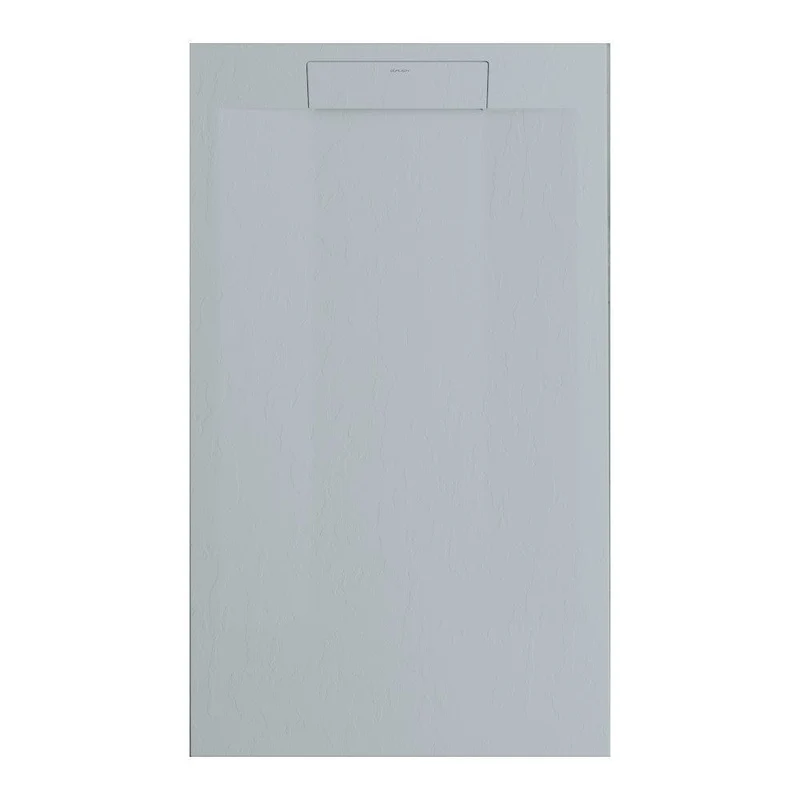 Mineralguss-Duschwanne extra flach SUEZ, Schieferoptik, GRAU
