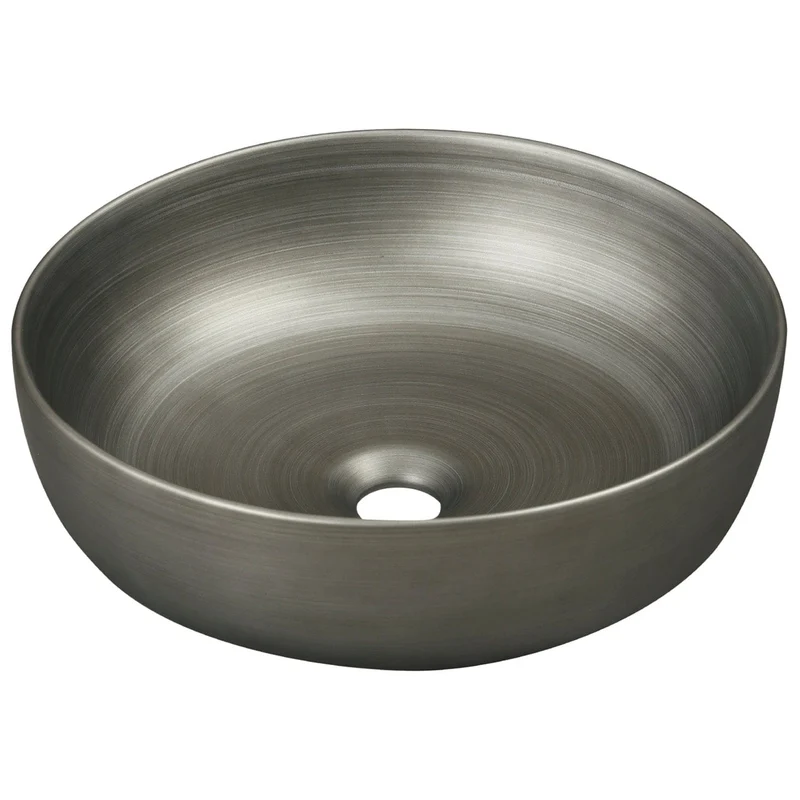 Rundes Aufsatzwaschbecken aus Keramik SILVER, gebürstetes Metallgrau