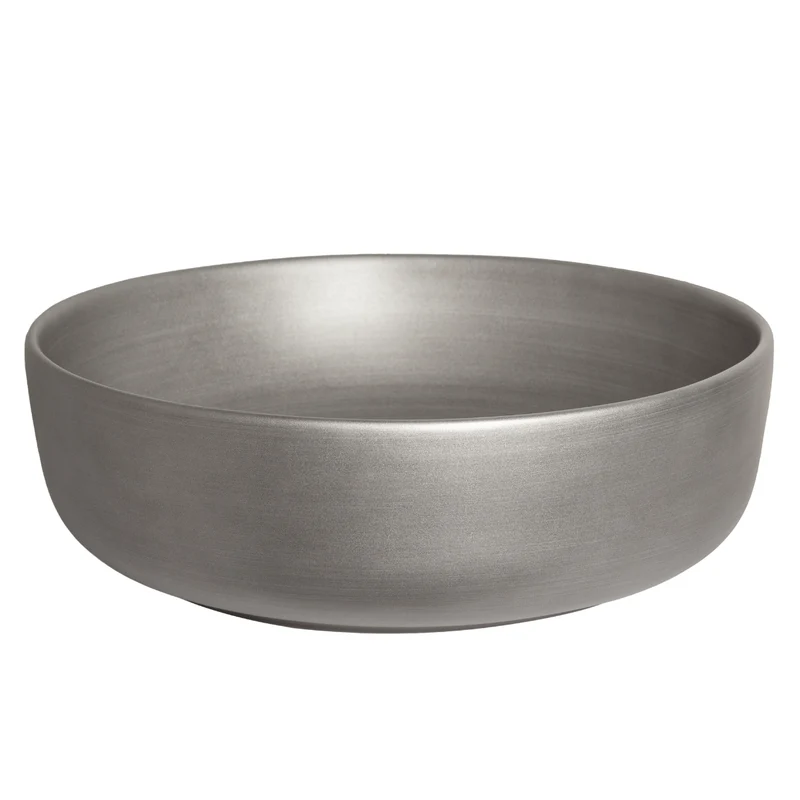 Rundes Aufsatzwaschbecken aus Keramik SILVER, gebürstetes Metallgrau