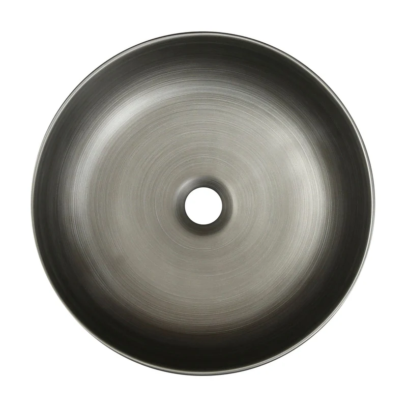 Rundes Aufsatzwaschbecken aus Keramik SILVER, gebürstetes Metallgrau