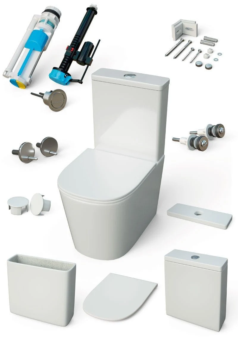 Modernes Stand-WC, Keramik, ATRIA, niedriger Spülkasten Weiss
