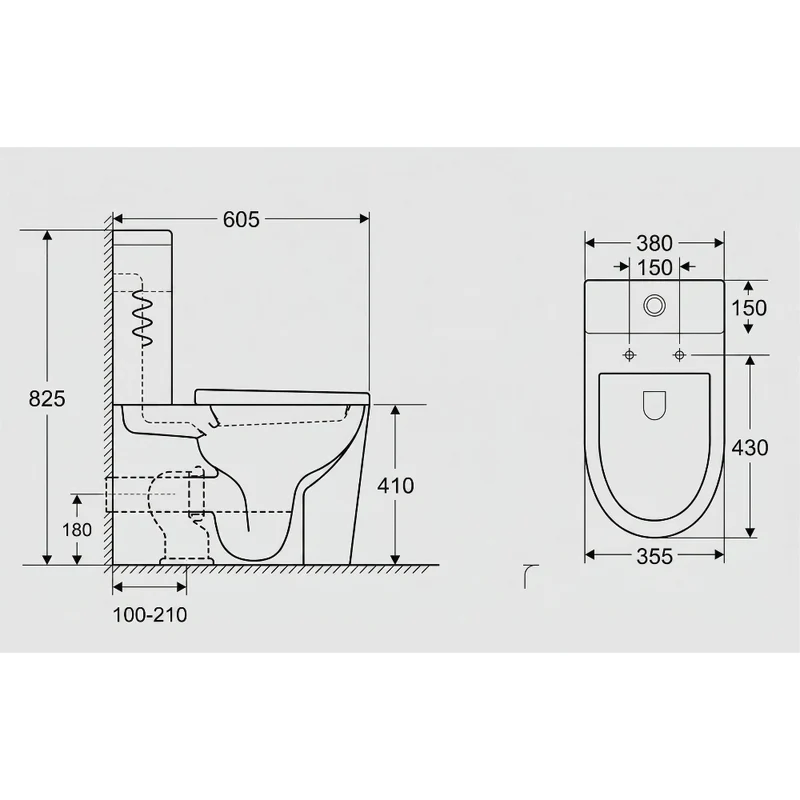 Modernes Stand-WC, Keramik schwarz, ATRIA, niedriger Spülkasten