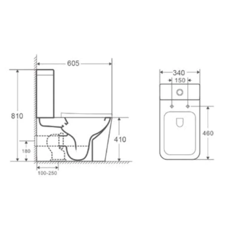 Modernes Stand-WC, Keramik schwarz, ORBIS, niedriger Spülkasten