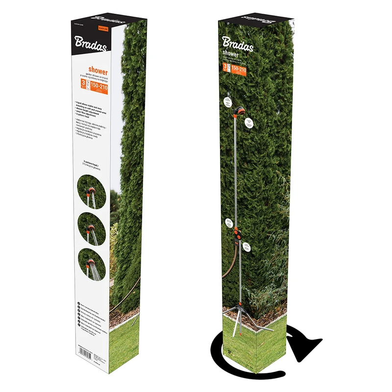 Bradas BLACK LINE Gartendusche auf Dreibeinstativ – höhenverstellbar bis max. 200 cm