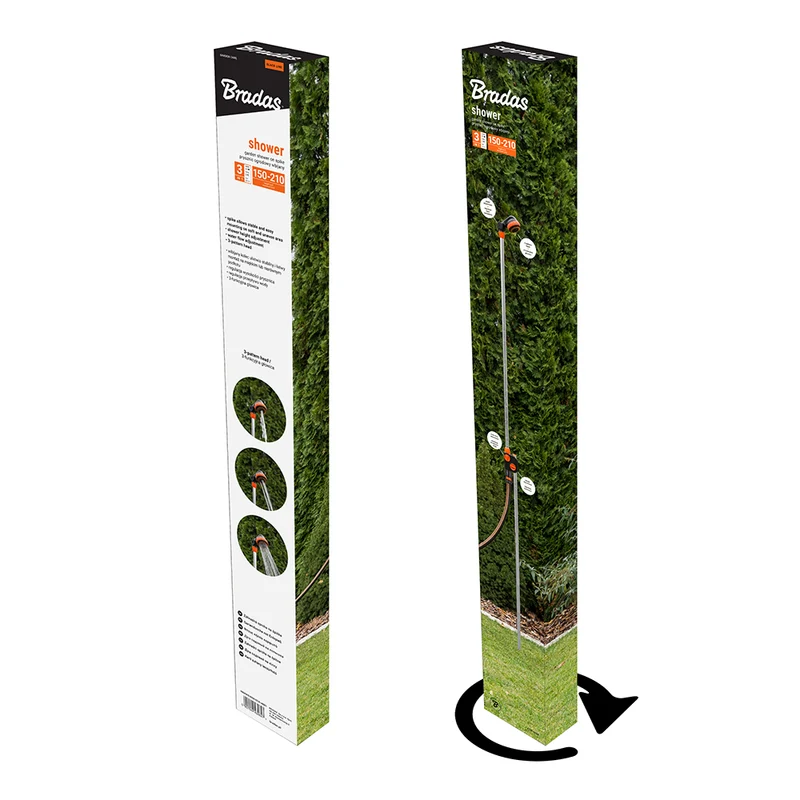Bradas BLACK LINE Gartendusche mit Erdspieß – höhenverstellbar bis max. 160 cm