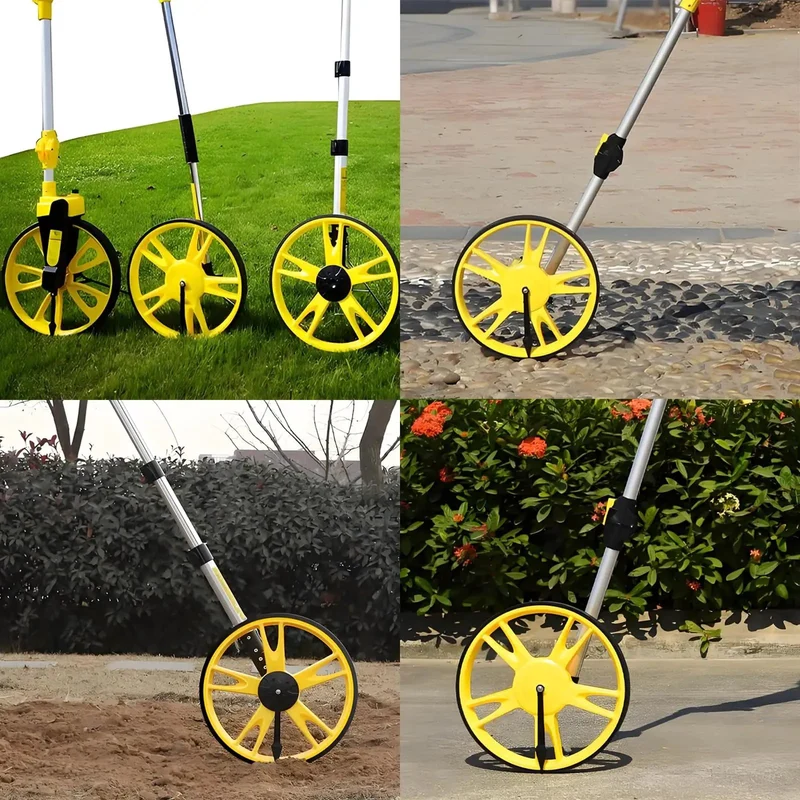 Heavy Duty No Hassle Hand Push Measuring Wheel With Non Slip Handle And Collapsible Aluminum Shaft That Packs Sleek In Any Tailgate Box For Yard Crews And Homesteaders