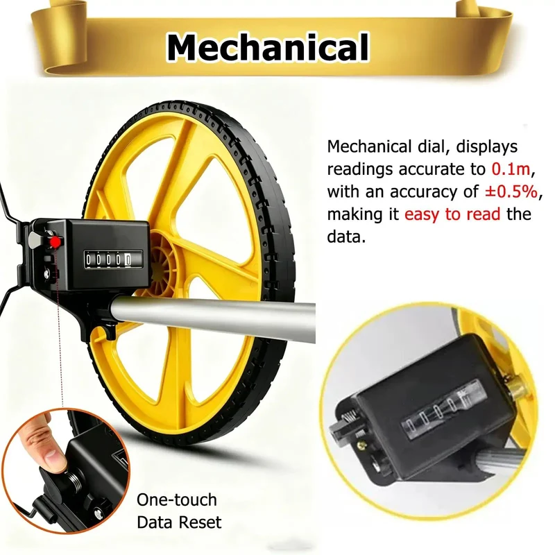 Heavy Duty No Hassle Hand Push Measuring Wheel With Non Slip Handle And Collapsible Aluminum Shaft That Packs Sleek In Any Tailgate Box For Yard Crews And Homesteaders