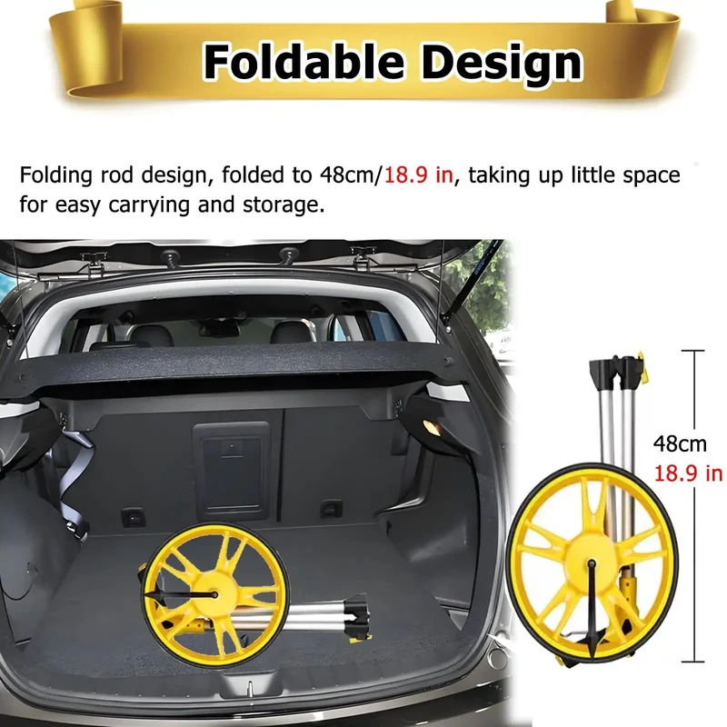Heavy Duty No Hassle Hand Push Measuring Wheel With Non Slip Handle And Collapsible Aluminum Shaft That Packs Sleek In Any Tailgate Box For Yard Crews And Homesteaders
