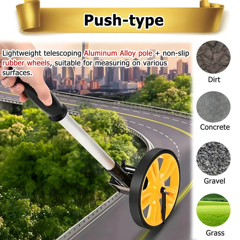 Heavy Duty No Hassle Hand Push Measuring Wheel With Non Slip Handle And Collapsible Aluminum Shaft That Packs Sleek In Any Tailgate Box For Yard Crews And Homesteaders