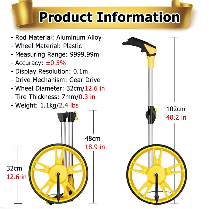 The Real Mccoy Manual Distance Measuring Wheel With Heavy Duty Folding Shaft For Surveyors And Gritty Diy Crews Smooth Rolling Gauge For Measuring Tracks Reliable Tally Stick For Your Gear Bag