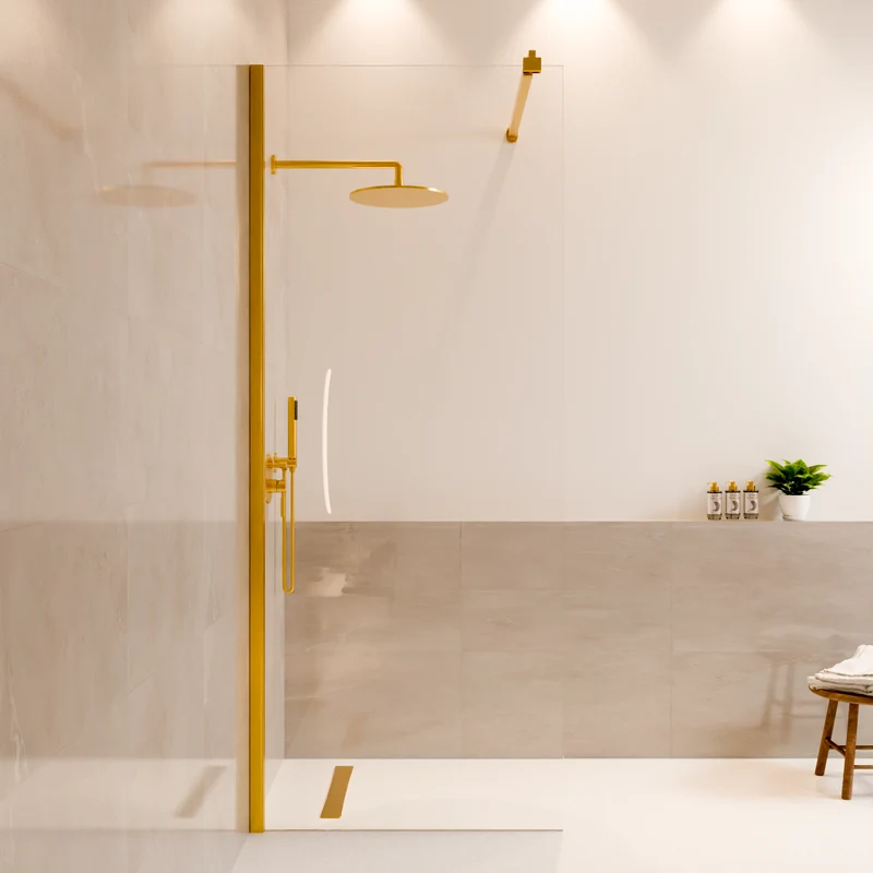 Douchewand Lima 80 x 200 cm - Glanzend Goud - Nano Coating