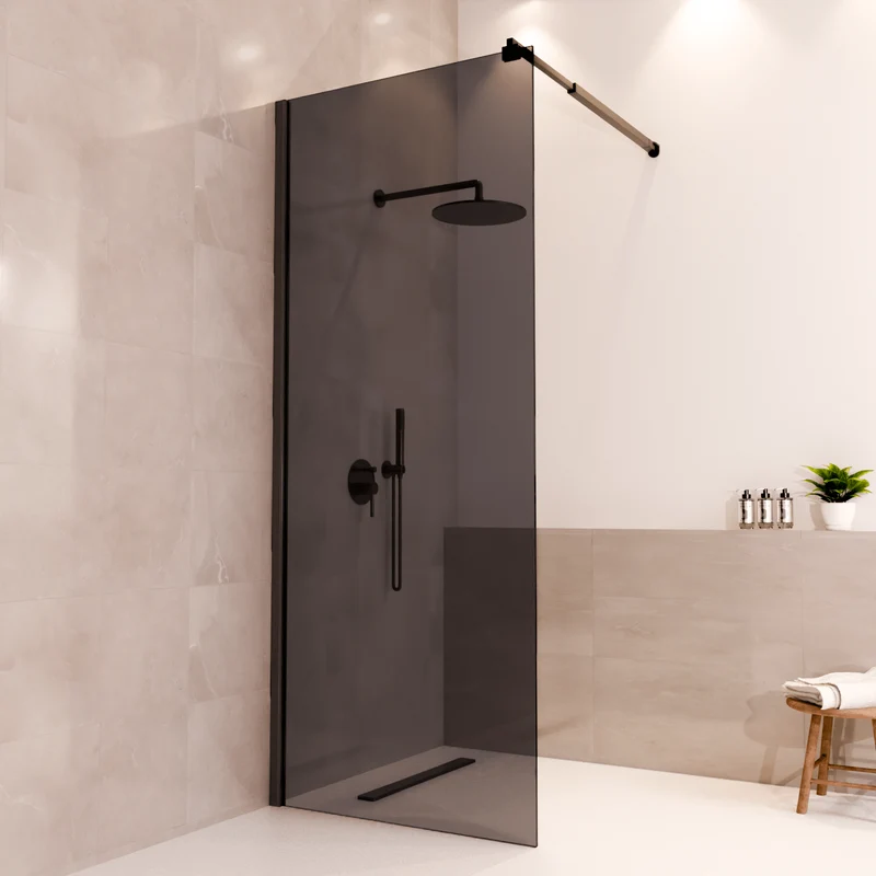 Douchewand Lima 80 x 200 cm - Zwart - Rookglas Nano Coating