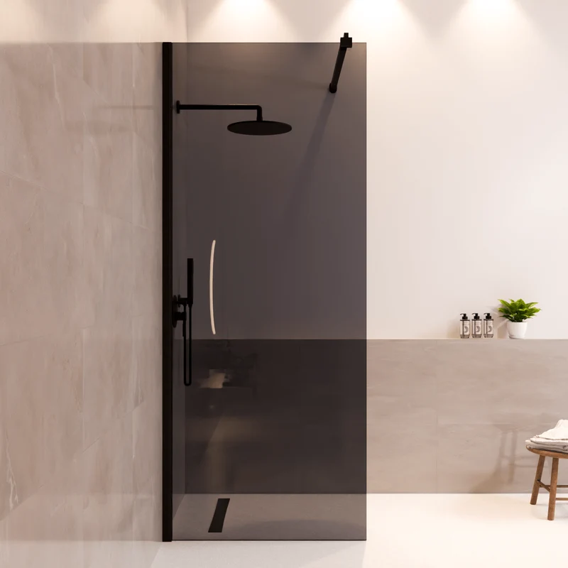 Douchewand Lima 80 x 200 cm - Zwart - Rookglas Nano Coating