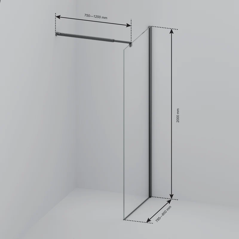 Douchewand Lima 80 x 200 cm - Chroom - Nano Coating