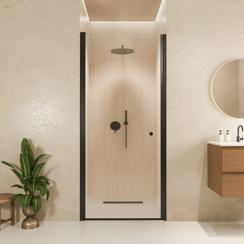 Douchedeur Rio 90 x 200 cm - Zwart - Nano Coating - Draaideur