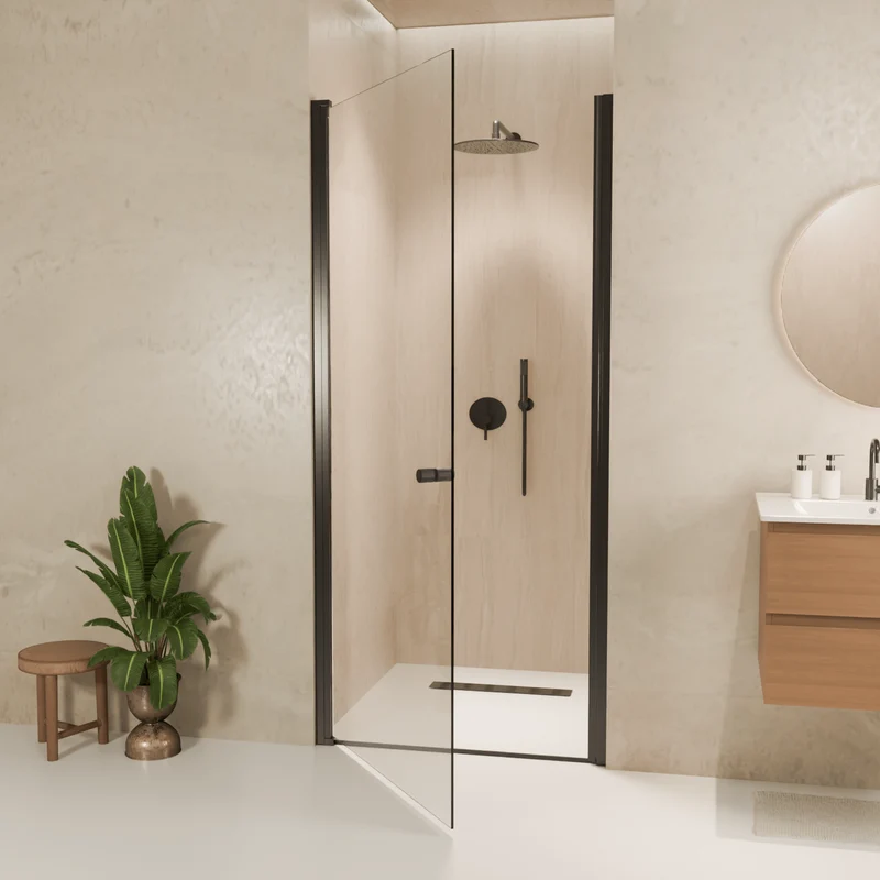 Douchedeur Rio 90 x 200 cm - Zwart - Nano Coating - Draaideur