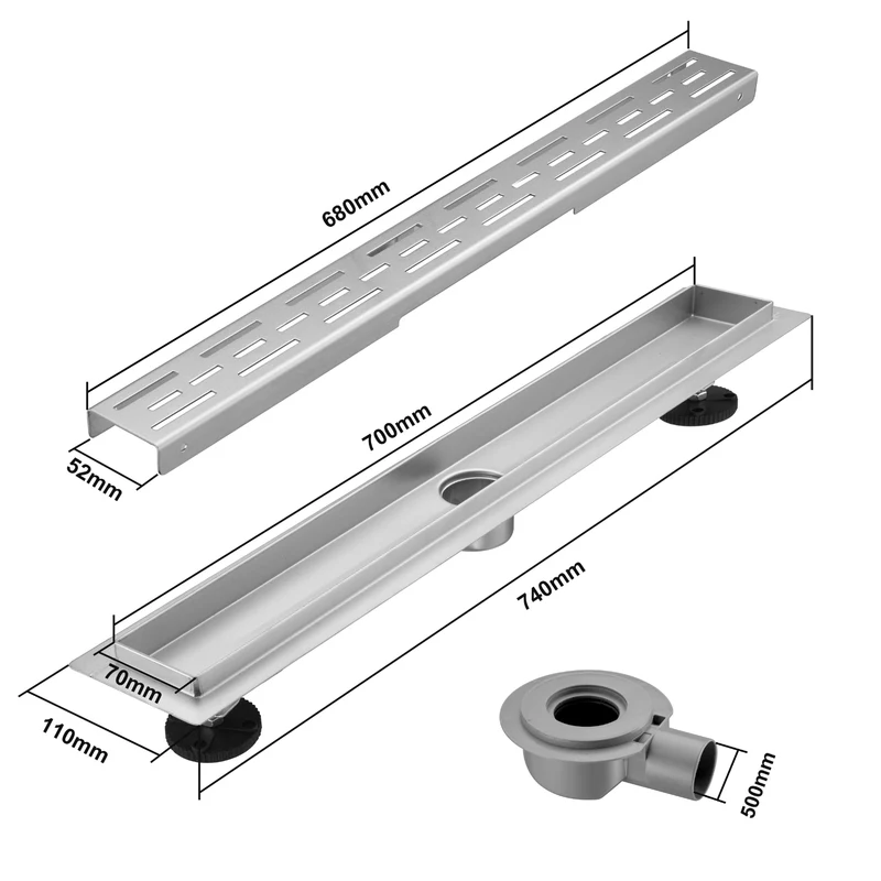 Douchegoot Cayma 70 cm - Geborsteld RVS