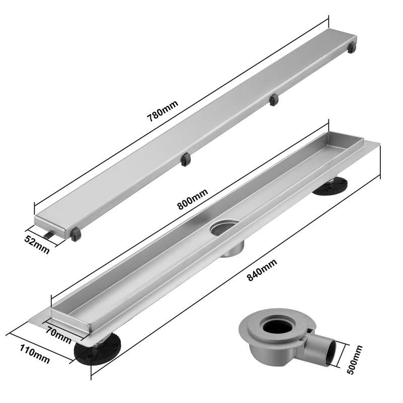 Douchegoot Nilo 80 cm - Geborsteld RVS