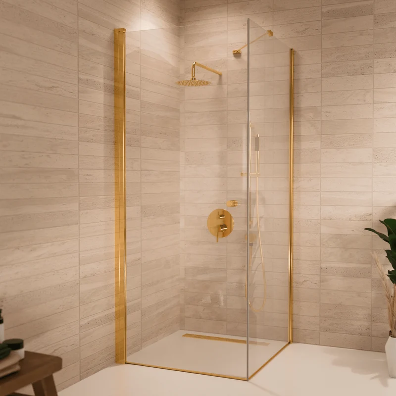 Douchecabine Medellin 90 x 90 x 200 cm - Glanzend Goud - Nano Coating - Draaideur