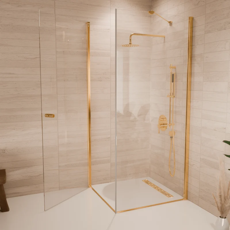 Douchecabine Medellin 90 x 90 x 200 cm - Glanzend Goud - Nano Coating - Draaideur