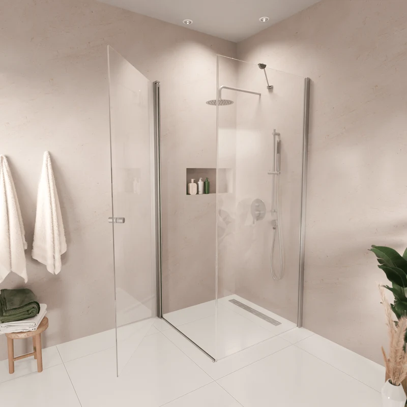 Douchecabine Medellin 90 x 90 x 200 cm - Chroom - Nano Coating - Draaideur