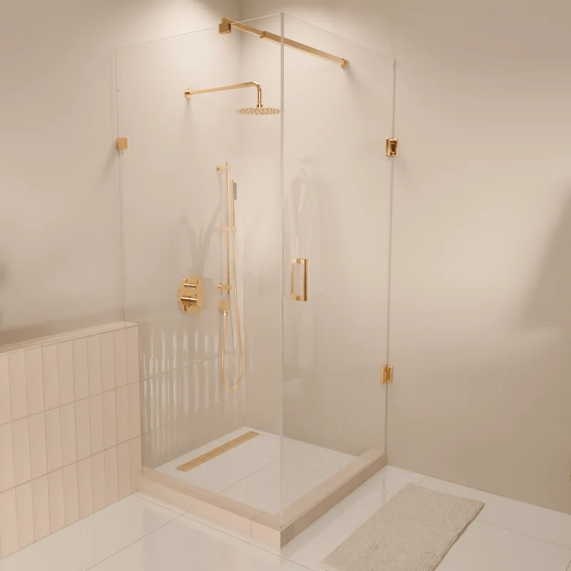 Douchecabine Cali 90 x 90 x 200 cm - Glanzend Goud - Nano Coating - Draaideur