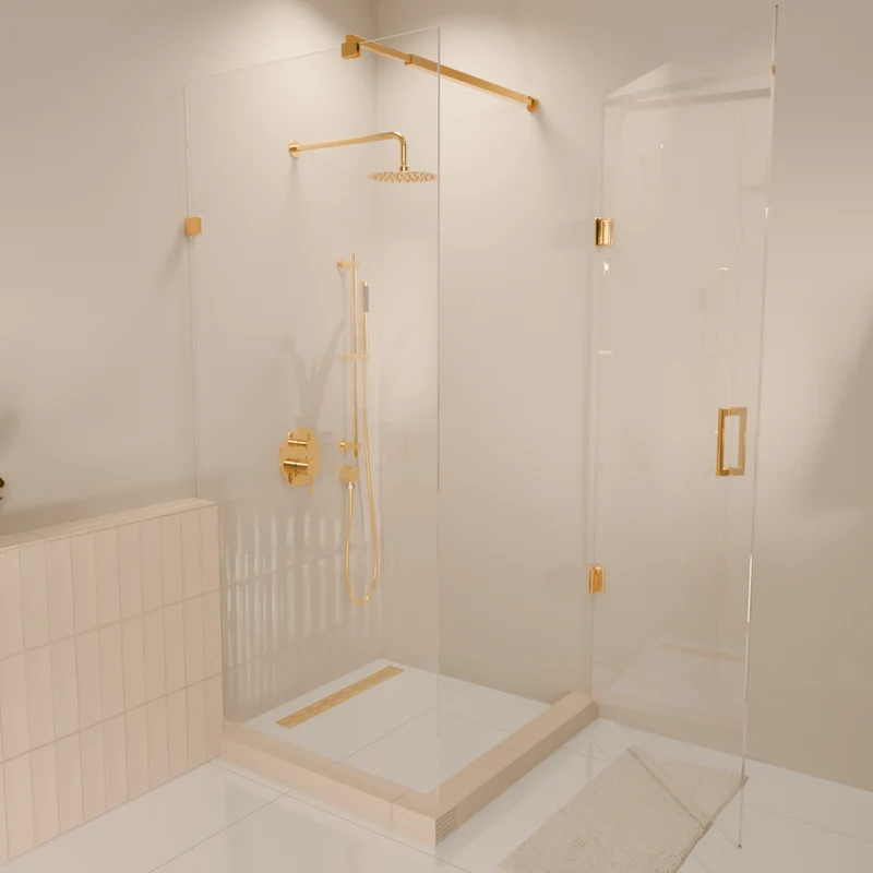 Douchecabine Cali 90 x 90 x 200 cm - Glanzend Goud - Nano Coating - Draaideur