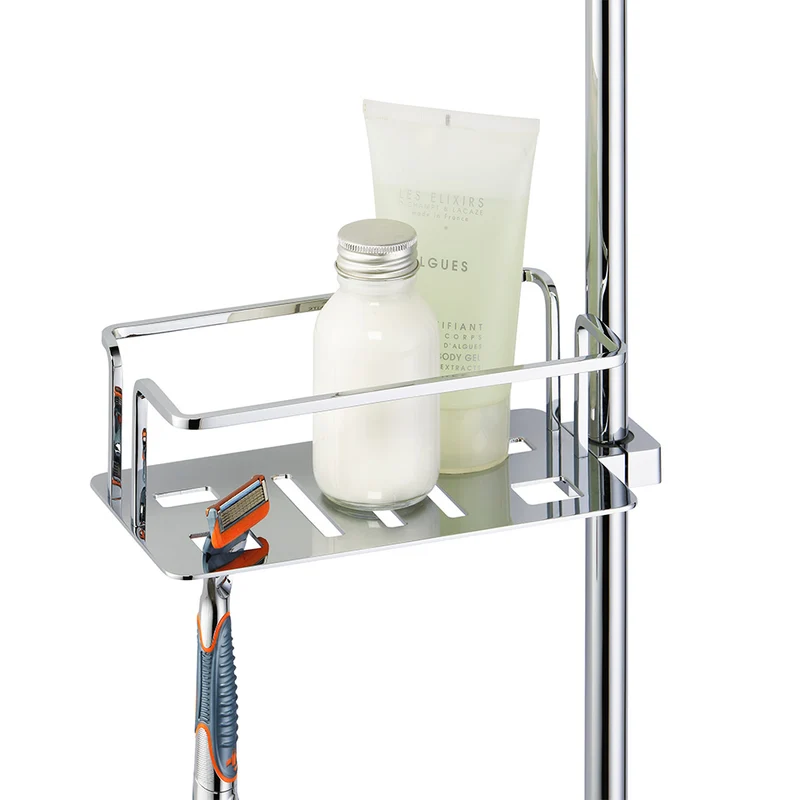 Korb für Brausestangen – groß, mit Adaptern für Ø 18 bis 25 mm, links wie rechts montierbar, verchromt, Art.Nr. 901 4020