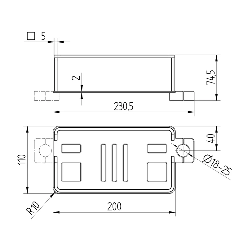 Korb für Brausestangen – groß, mit Adaptern für Ø 18 bis 25 mm, links wie rechts montierbar, verchromt, Art.Nr. 901 4020