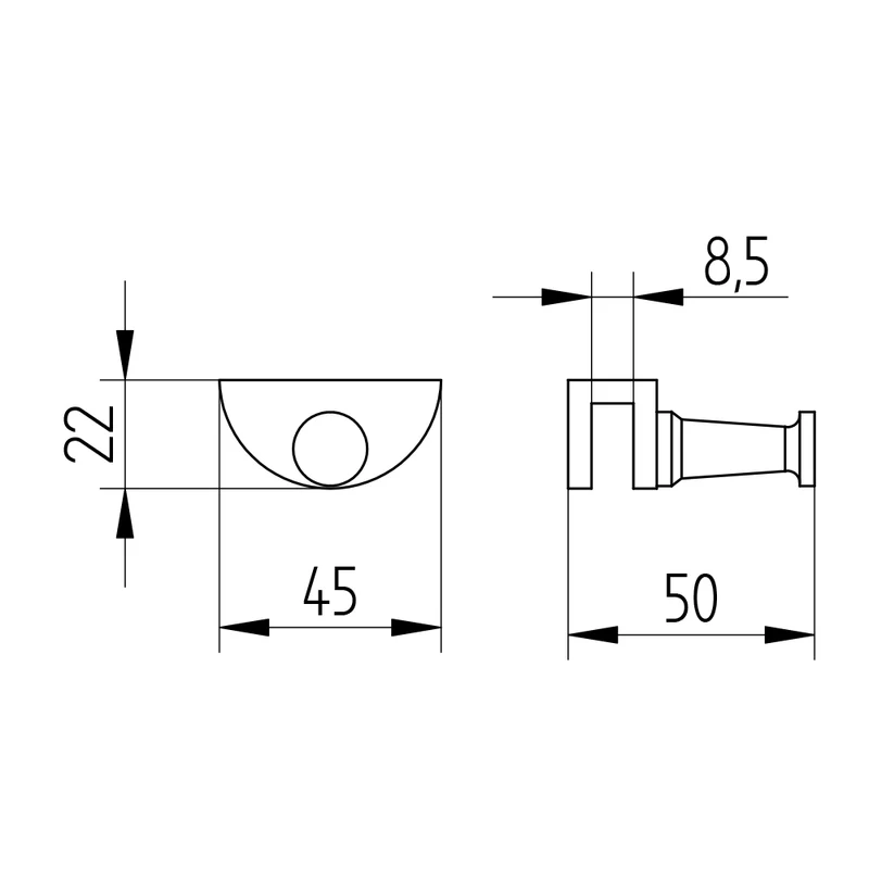 Haken für Duschabtrennung – zum Einhängen, für Glas bis 8 mm, verchromt, Art.Nr. 4599
