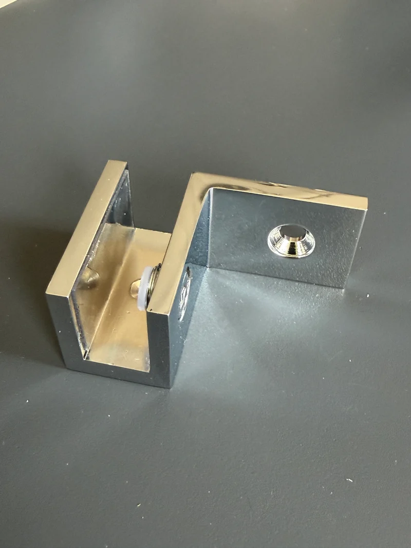 Haltewinkel als Wandhalter für feststehende Scheiben zur Stabilisierung ohne Glasbohrung, Chrom glanz, Art.Nr. 2798