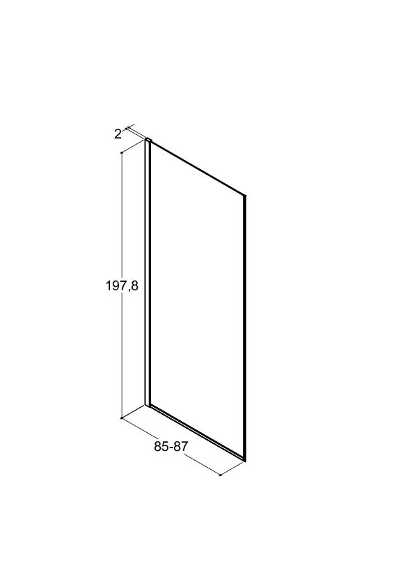 Walk-in Duschwand, feste Glaswand mit Stabilisierung, 6 mm ESG-Glas, EasyCare, 197,5 cm hoch