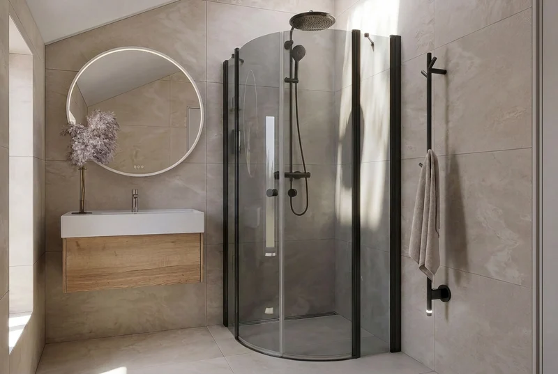Viertelkreis-Dusche mit zwei gebogenen Drehtüren, 6 mm ESG-Glas, EasyCare, 200 cm hoch