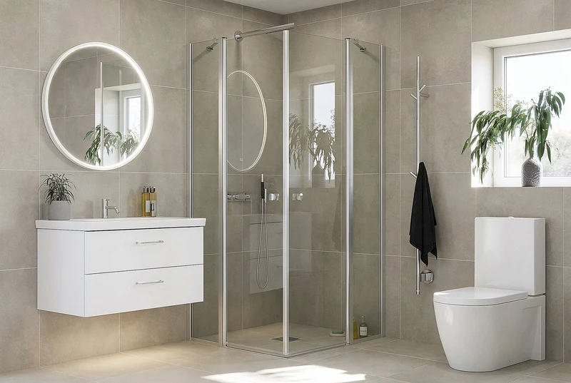 Eckdusche mit zwei Falttüren, Komplett-Set mit Wandprofilen, 6 mm ESG-Glas, EasyCare, 200 cm hoch