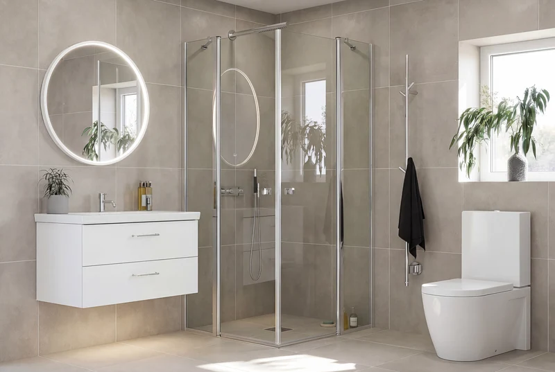 Eckdusche mit zwei Falttüren, Komplett-Set mit Wandprofilen, 6 mm ESG-Glas, EasyCare, 200 cm hoch