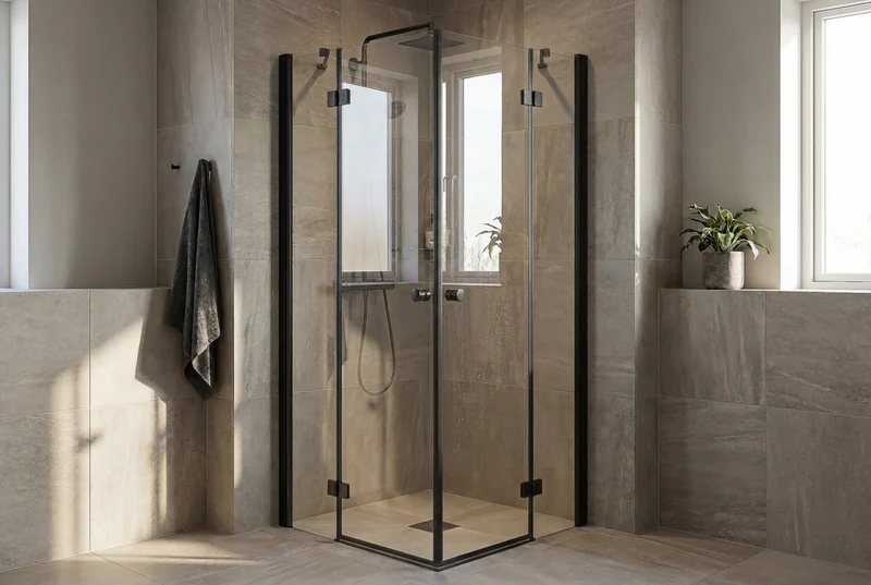 Eckdusche mit zwei Drehtüren, Komplett-Set mit Wandprofilen, 6 mm ESG-Glas, EasyCare, 200 cm hoch