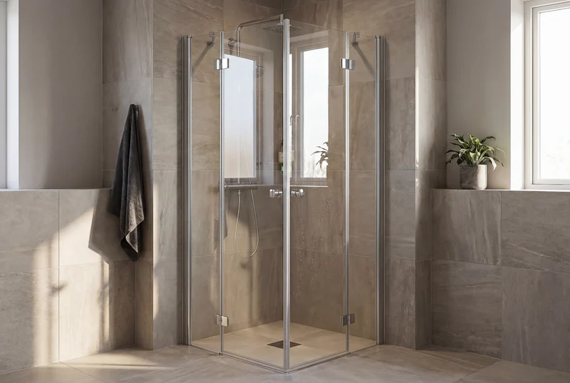 Eckdusche mit zwei Drehtüren, Komplett-Set mit Wandprofilen, 6 mm ESG-Glas, EasyCare, 200 cm hoch