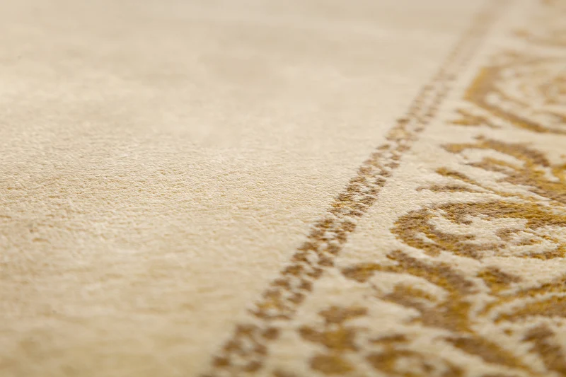 Luxus Teppich Barock Wohnzimmer in beige gold - 100% Viskose, Kurzflor, rutschfest, antiallergisch, ökologisch getestet