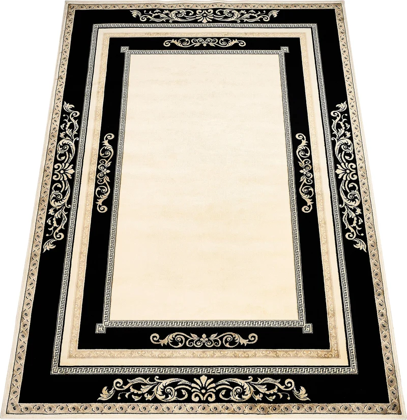 Luxus Teppich Florenz - Italienische Eleganz und Flair in schwarz gold - kurzflor, weich, flauschig - 100% Viskose