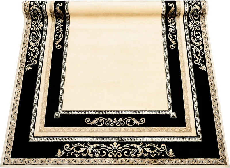 Luxus Teppich Florenz - Italienische Eleganz und Flair in schwarz gold - kurzflor, weich, flauschig - 100% Viskose