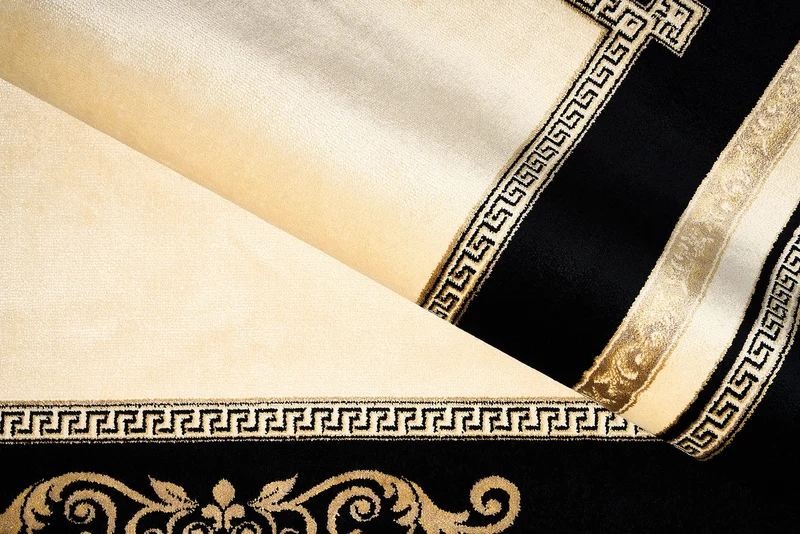 Luxus Teppich Florenz - Italienische Eleganz und Flair in schwarz gold - kurzflor, weich, flauschig - 100% Viskose