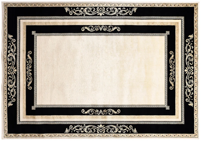 Luxus Teppich Florenz - Italienische Eleganz und Flair in schwarz gold - kurzflor, weich, flauschig - 100% Viskose
