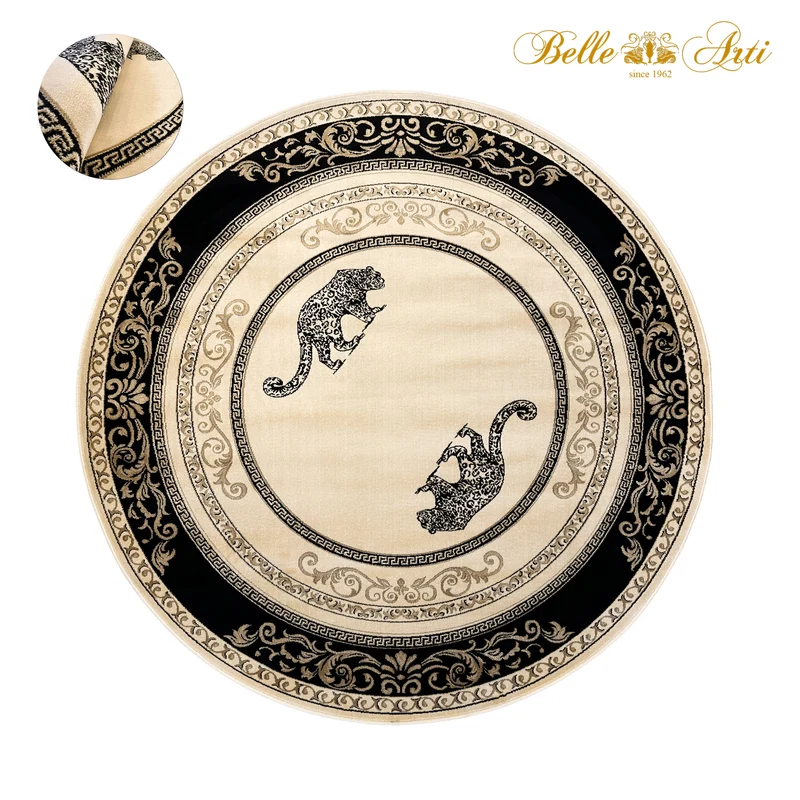 Teppich Jaguar schwarz gold rund