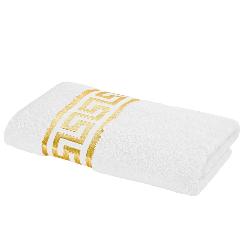 Luxus Mäander Handtücher in weiß gold - 100% Baumwolle - ÖkoTex zertifiziert