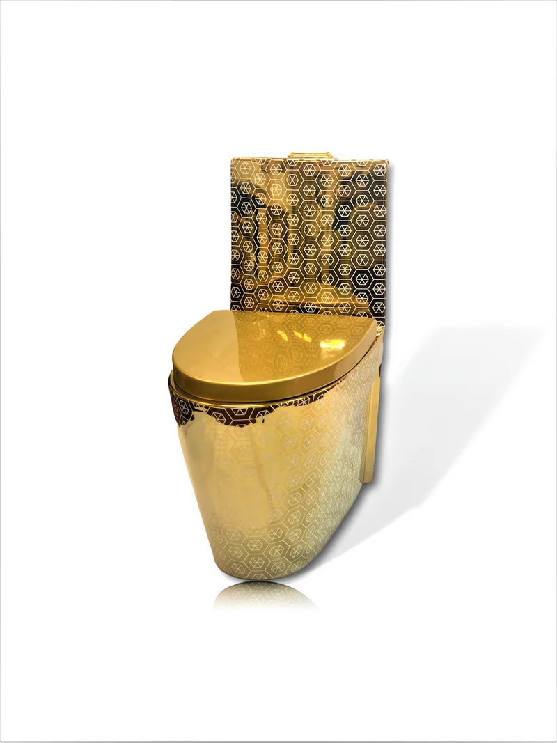 Goldene Toilette Kariert Sechseckig Modell 2